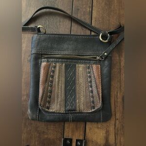 Fossil Chic Black and Brown Crossbody Bag
